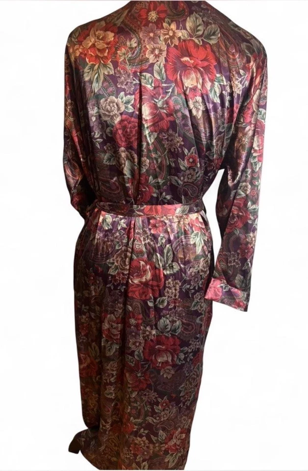 Talbots紫色花卉真丝长袍,腰身饰有口袋。 S 码 #丝袍 — 第 4/4 张图片