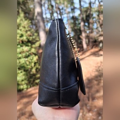 Vintage 90's Coach Black Glove Tanned Leather Large Cosmetic Bag