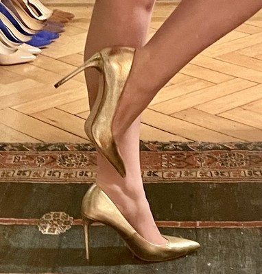 Strahlend Goldene High Heels Zara Woman 38 Glänzend Neuwertig