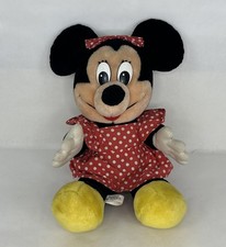 Disney Vintage 1980s Disneyland Minnie Mouse Plush Red Polka Dot Dress Sitting