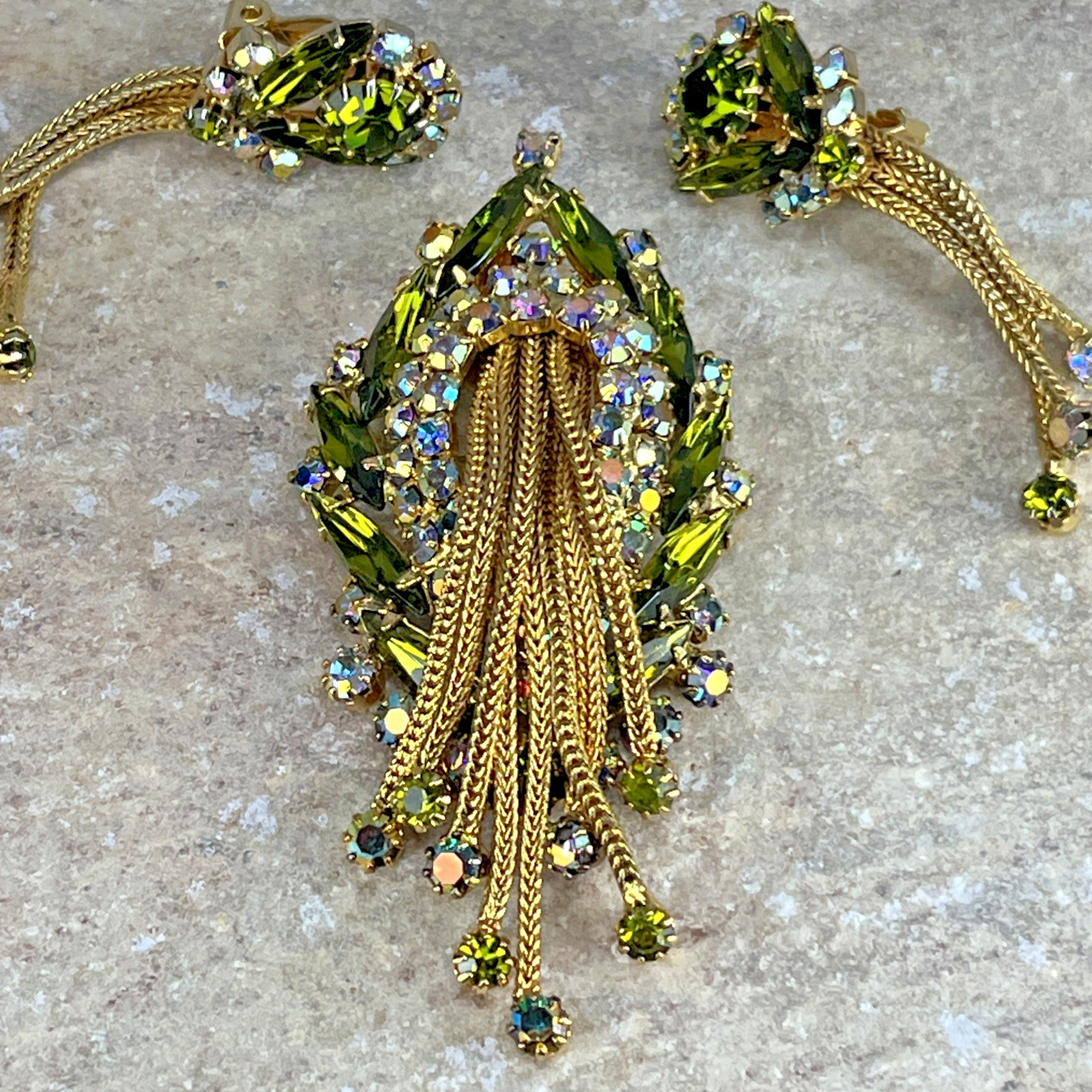 Unsigned Hobe Vtg Rhinestone Waterfall Jellyfish … - image 11