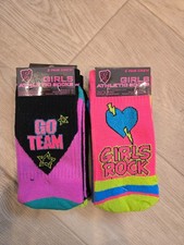 Girls Athletic Crew Socks - Shoe Size 4-10 - Brand New - 4 Total Pair