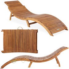 Chaise longue pliable en bois d'acacia Bain de soleil pliant Transat jardin