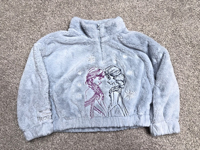 Disney Frozen Girls' Light Blue Fleece Sweatshirt Size 3T / 4T Anna and Elsa