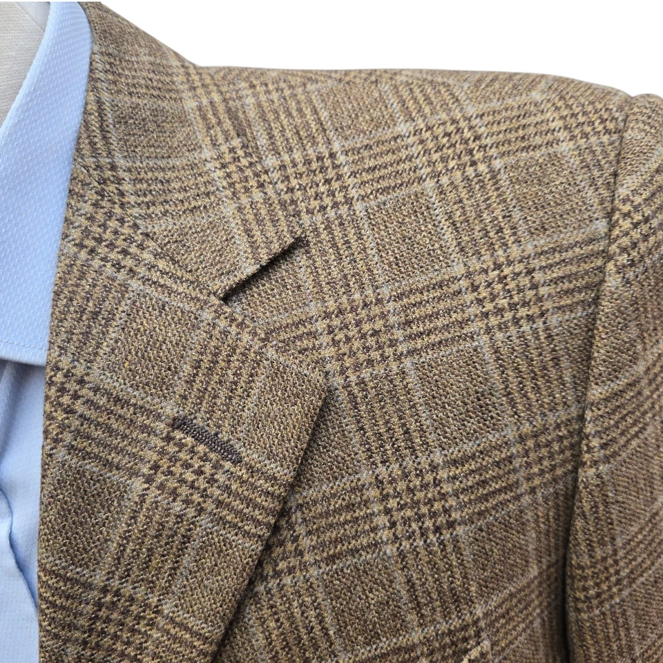 New Vtg Pal Zileri Blazer 38r Full Canvas 48it Brown Checked - Image 3 of 4