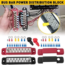 2x Terminal Block 12 Bus Bar Cover & 12V DC Bus Distribution Bar Auto Boat Power