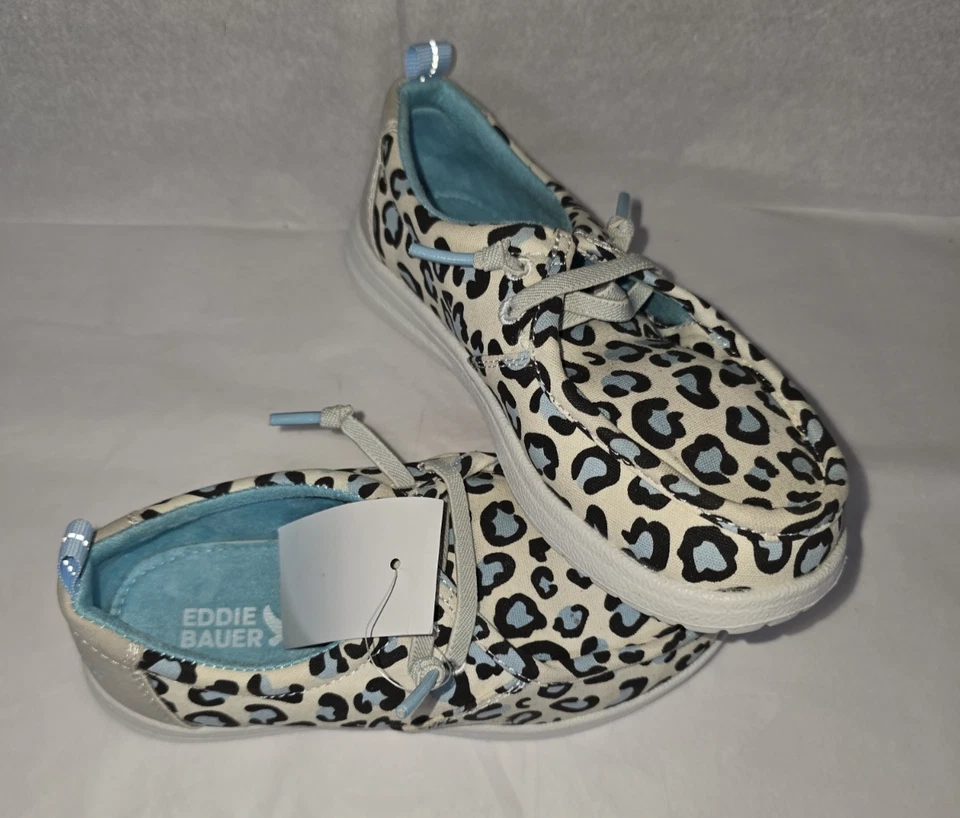 Nuevo con etiquetas Zapato sin cordones Eddie Bauer Niñas Lona Talla 13 Estampado Leopardo Foto 2 de 4