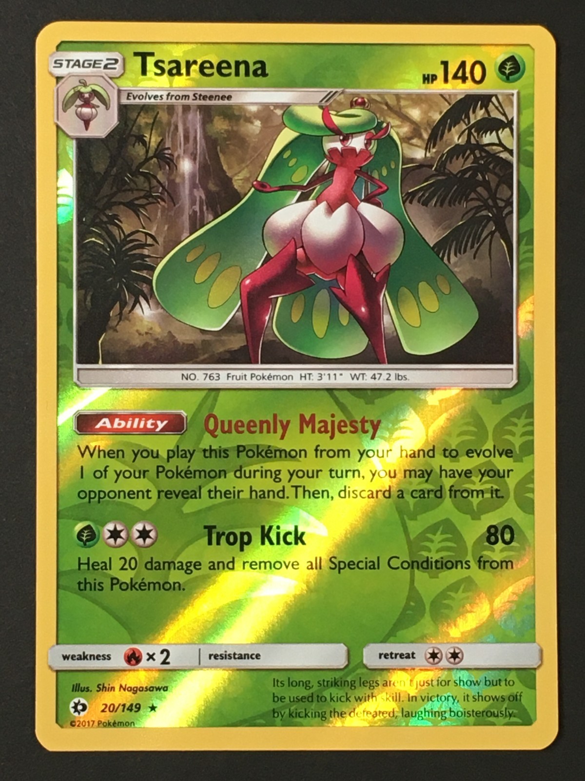 Pokemon TCG Tsareena 20/149 Sun Moon Base Set Reverse Holo Rare NM