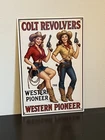 Colt Revolvers With Cowgirls Pinup Vintage Style Metal Sign Advertising