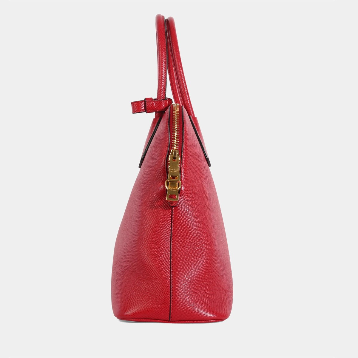 Prada Red Saffiano Leather Medium Dome Satchel Bag | eBay