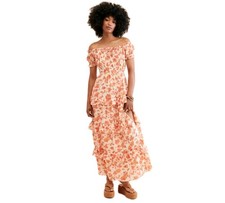 Astr The Label Viona Cotton Tiered Floral Off Shoulder MaxiDress Size: Large 