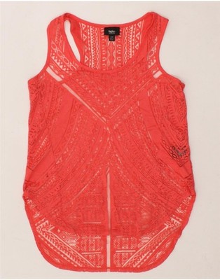 Mossimo Damen Strandkleid asymmetrisch UK 6 XS rot Fair Isle Viskose CR15