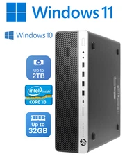 HP Desktop Computer PC i3, up to 32GB RAM 2TB SSD Windows 11/10 Pro