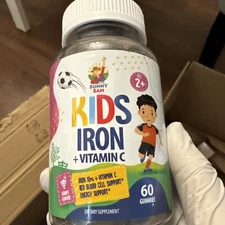 SUNNY SAM Iron Gummies for Kids & Teens - 10mg Iron Vitamins with Vitamin C - Lo