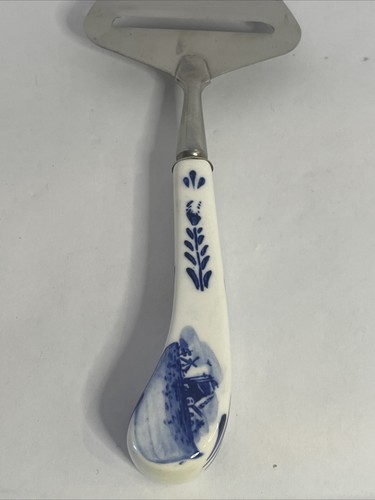 Vintage Elesva (Netherlands) Cheese Slicer Blue Windmill Ceramic Handle - Picture 5 of 7