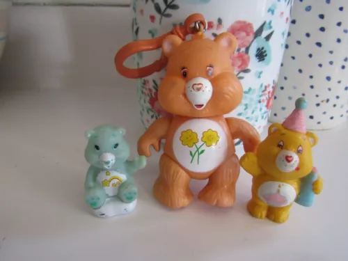 Vintage Care Bears  Friend Bear PVC  Poseable Keychain & 2 mini's