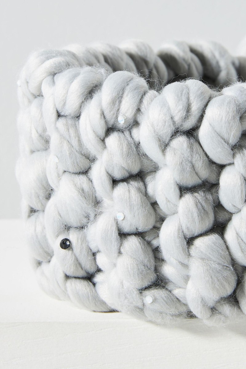 Anthropologie Chunky Knit Embellished Ear Warmer Headband  display picture 3