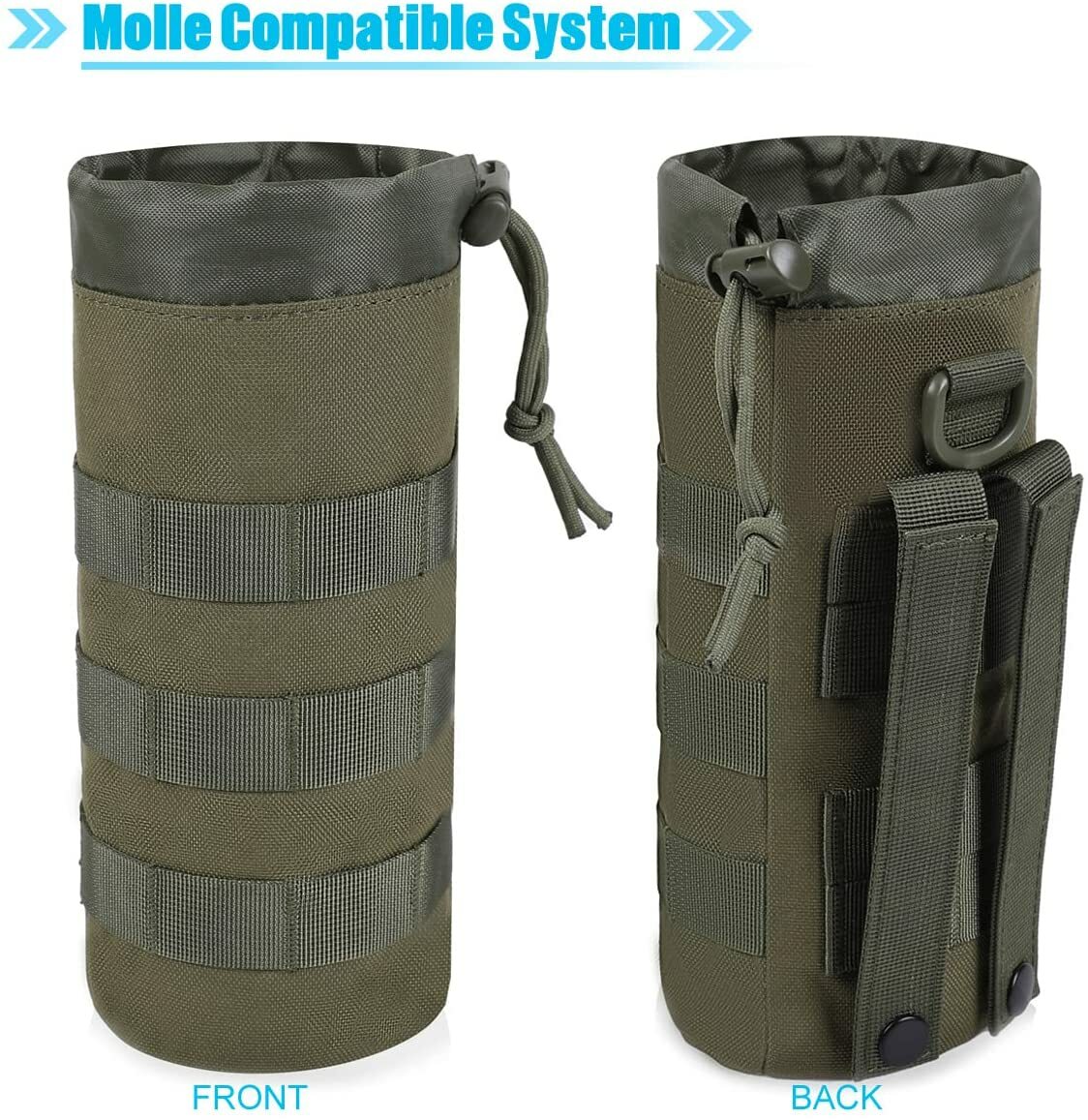 2PCS Molle Water Bottle Holder Tactical Hiking Backpack Attachment Pouches