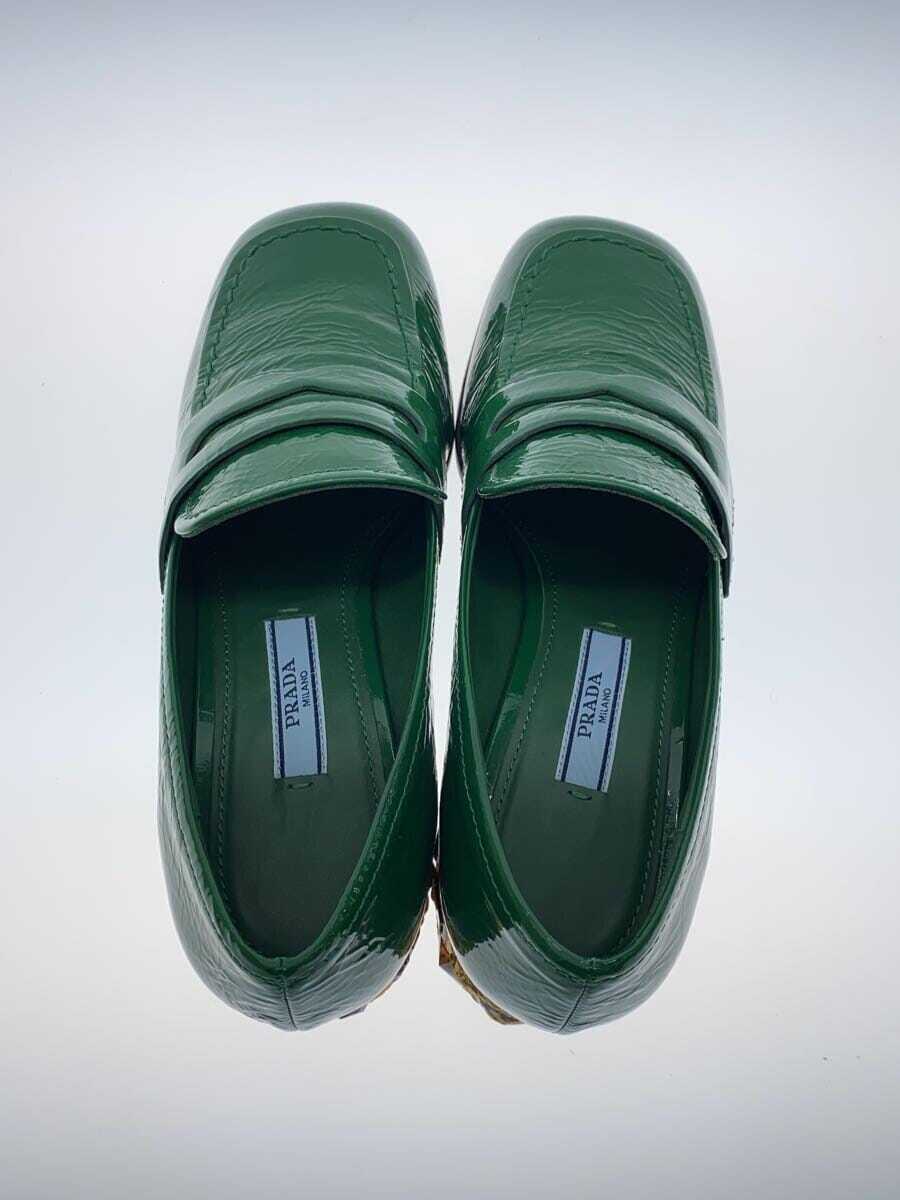 Prada Women's Square Toe Leather Loafers Shoes in Green Size Prada Women's Square Toe Leather Loafers Shoes in Green Size