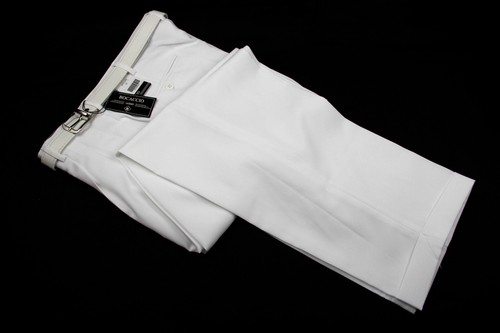 Pantalones de vestir para hombre Pantalones Blanco Plisado Pantalones Con  Cinturón Blanco Nuevo tamaños de 30 a 42 | eBay