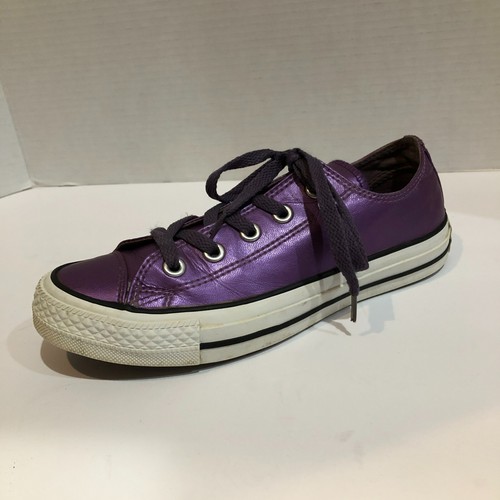 Rare Converse All Star Womens Size 6 Purple Metallic Low Sneakers Shoes - Picture 6 of 9