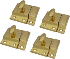 QCAA Oval Turn Cabinet Latch, for Cupboard & Other Furniture, Large, Brass Plate