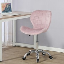 REBOXED Cushioned Desk Office Chair Chrome Lift Swivel Adjustable - Velvet Pink