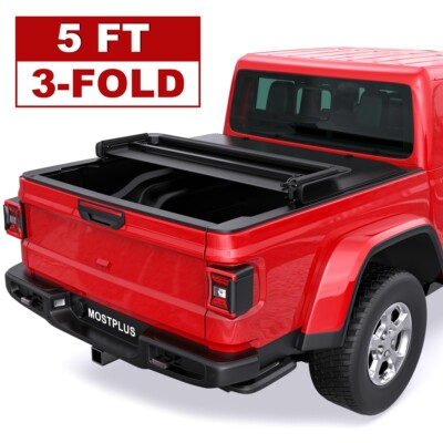 5FT Tri-Fold/3 Fold Soft Truck Bed Tonneau Cover For 2020-2025 Jeep Gladiator JT