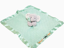 Child of Mine Lovey Mint Green Elephant Minky Satin Blanket Carter's Rattle