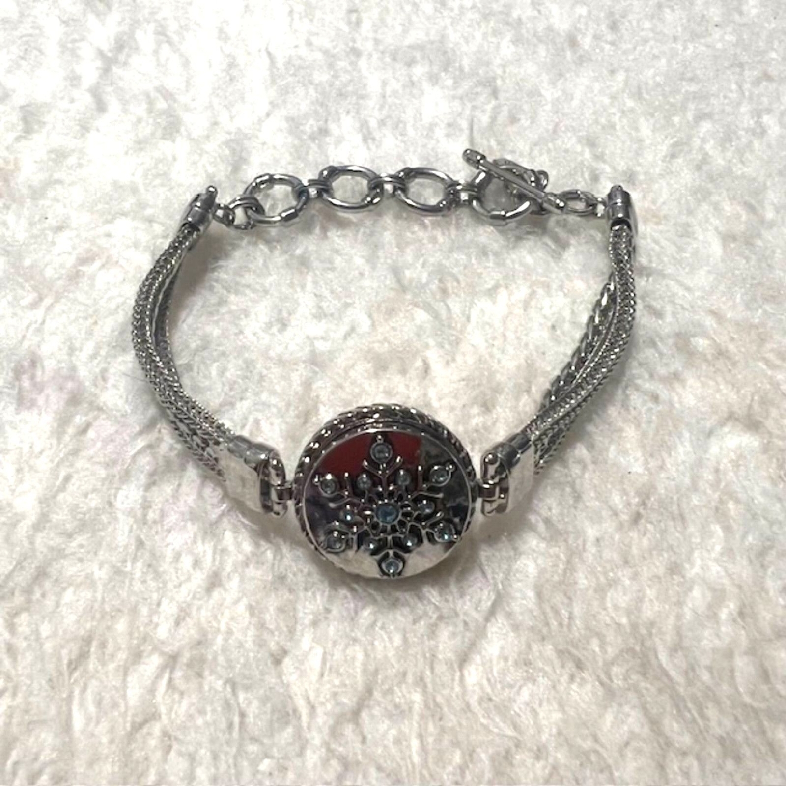 Ginger Snaps Silver Tone Multi Chain Bracelet Blu… - image 2