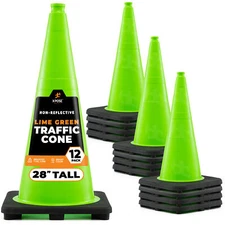 28” Lime Green Traffic Cone - 12 Pack - Xpose Safety