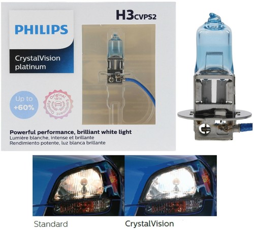 Philips Crystal Vision Platinum H3 55W Two Bulbs Head Light Low Beam Replacement - 第 1/12 張圖片