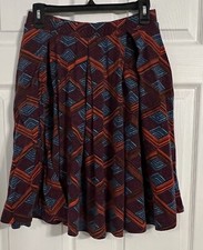 Lularoe Women s Skirt Red Blue Pull On With Pockets Pleated