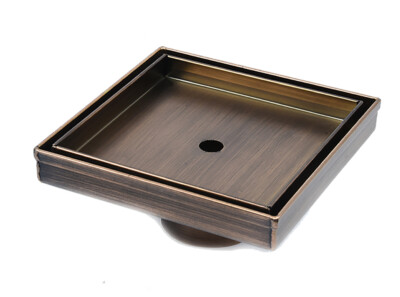 SereneDrains Square Shower Drain Tile Insert 5'' Stainless Steel Oil Rub Bronze