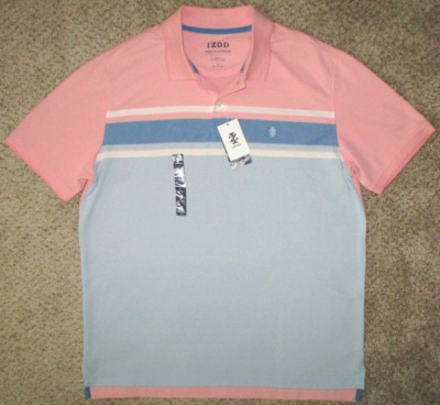 IZOD Shirt Advantage Performance Stretch Polo L Golf Colorful Pink Pique NEW