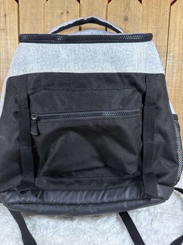 Reebok Backpack Book Bag Laptop Bag Zippered Top Black Grey School Work Large - Picture 3 of 12