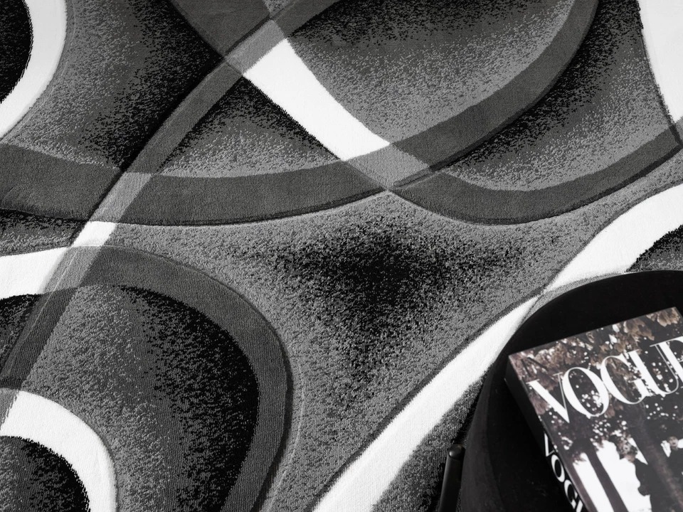 Modern Abstract Area Rug Hand Carved Geometric Carpet For Living Room PR1001 - Image 4 of 4