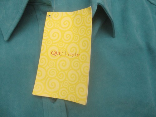 NWT Denim & Co Size M Womens Blue Long Sleeve Button Up Long Office Shirt 618 - Picture 8 of 9