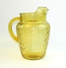 Pagoda 9" Pitcher with Ice Lip Honey Gold Vintage Amber Anchor Hocking MCM 86oz