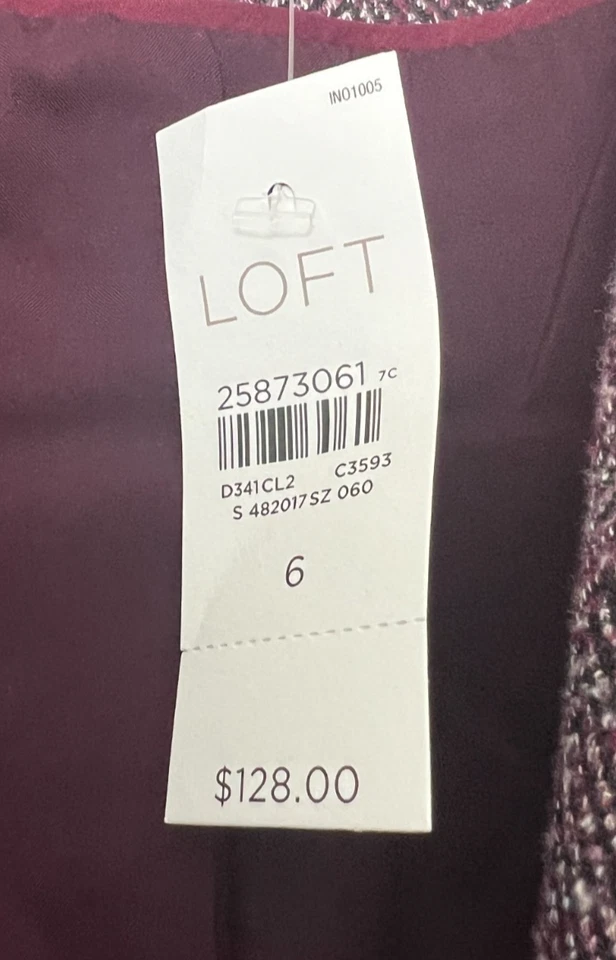 Novo com etiquetas: Blazer Loft Feminino Tweed Borgonha Tamanho 6 - Imagem 2 de 4