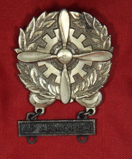 World War 2 WWII Army Air Corps Q badge AP Armorer Sterling