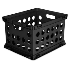 Plastic Storage Cube / File Crate Black Organization Baskets Bins Container New
