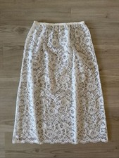 Vintage Bari White Floral Lace Midi Skirt Made in USA