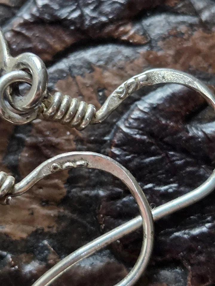 Artisan 手工制作红宝石星星泪珠吊坠耳环 925 纯银 — 第 3/4 张图片