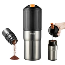 Portable Pour Over Coffee Maker, Rechargeable Grinder with Stainless Steel Co...