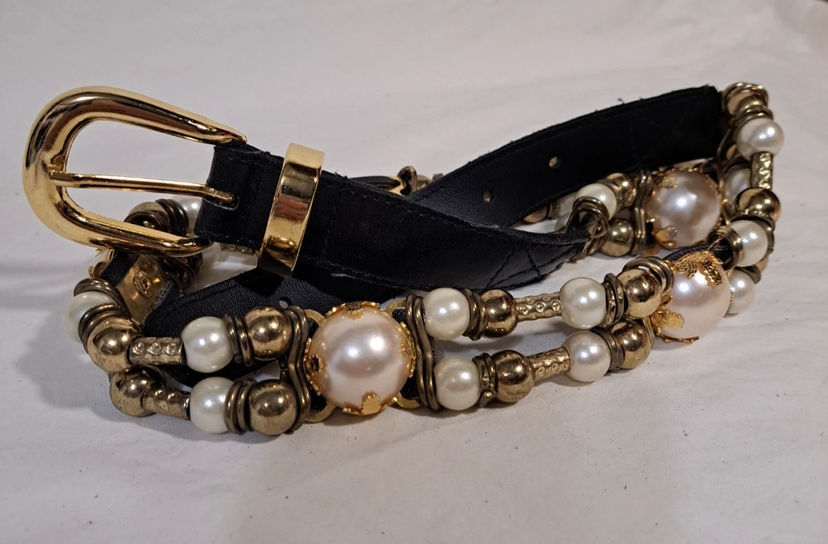 90s black‎ leather beaded belt size 40 Amazon.com: Generic 1 3/4 main image 2