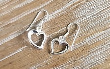Sterling Silver 925 Heart Dangle Earrings