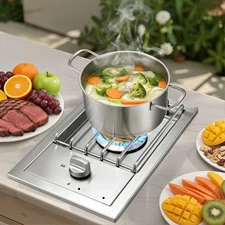 304SS 15K BTU Outdoor Kitchen Single Side Burner LP/NG Convertible Grill Island