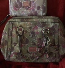 GUESS Floral Satchel handbag tote Charm Bag  and purse 
