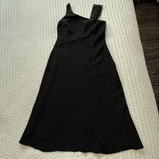 Evan Picone Asymmetrical Classic Little Black Evening Dress Midi Sz 8